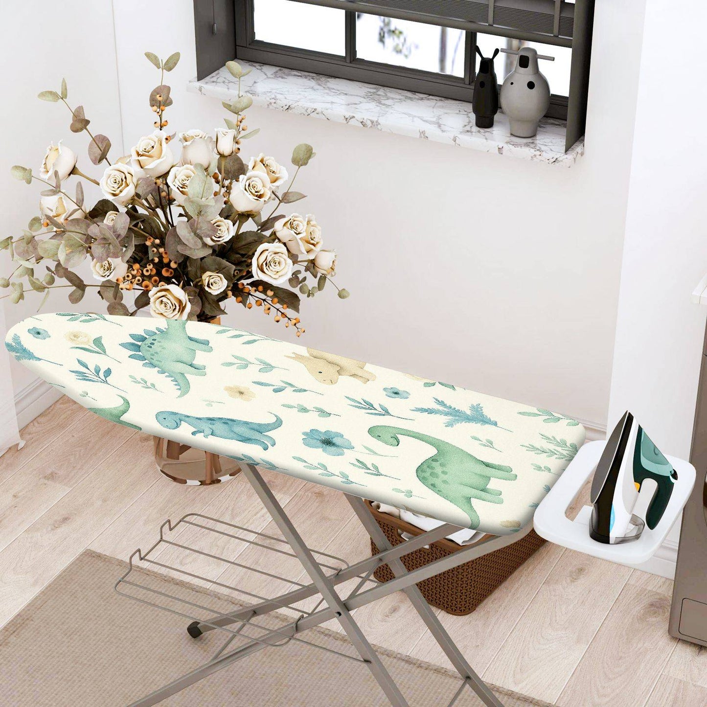 1-Piece Dinosaur Floral Cute  Ironing Board Cover, Universal Size, Without Board