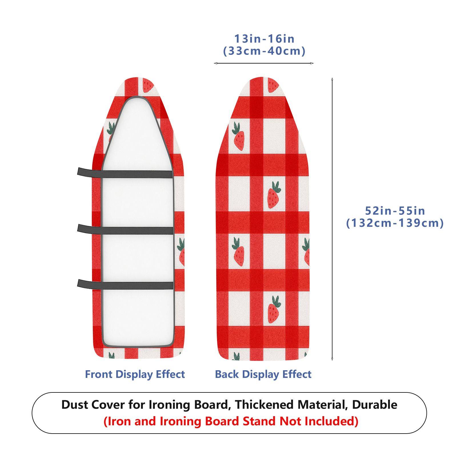 1-Piece Strawberry Plaid Red  Ironing Board Cover, Universal Size, Without Board