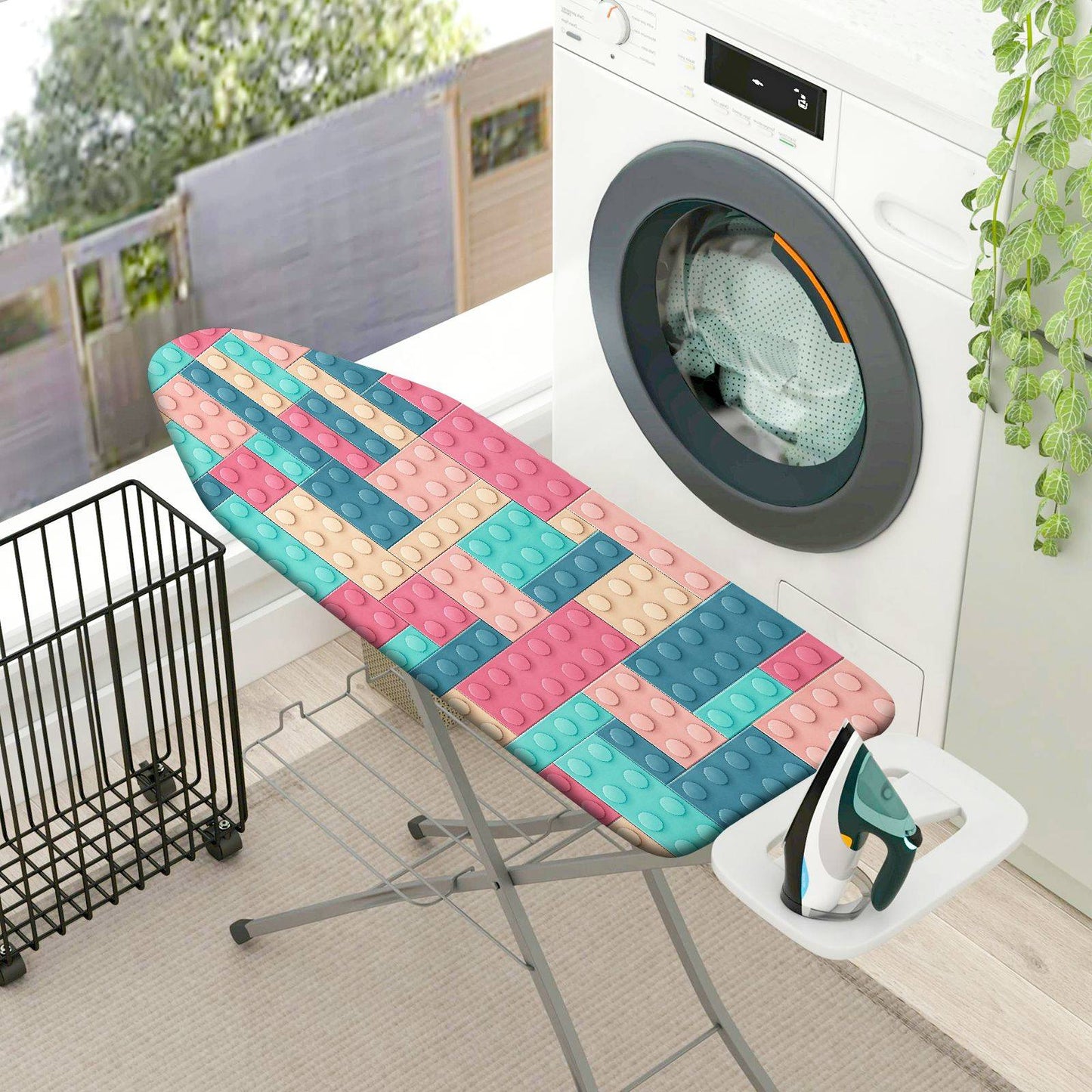 1-Piece Colorful Block Pattern Fun Puzzle  Ironing Board Cover, Universal Size, Without Board