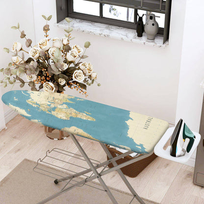 1-Piece World Map Blue Beige  Ironing Board Cover, Universal Size, Without Board