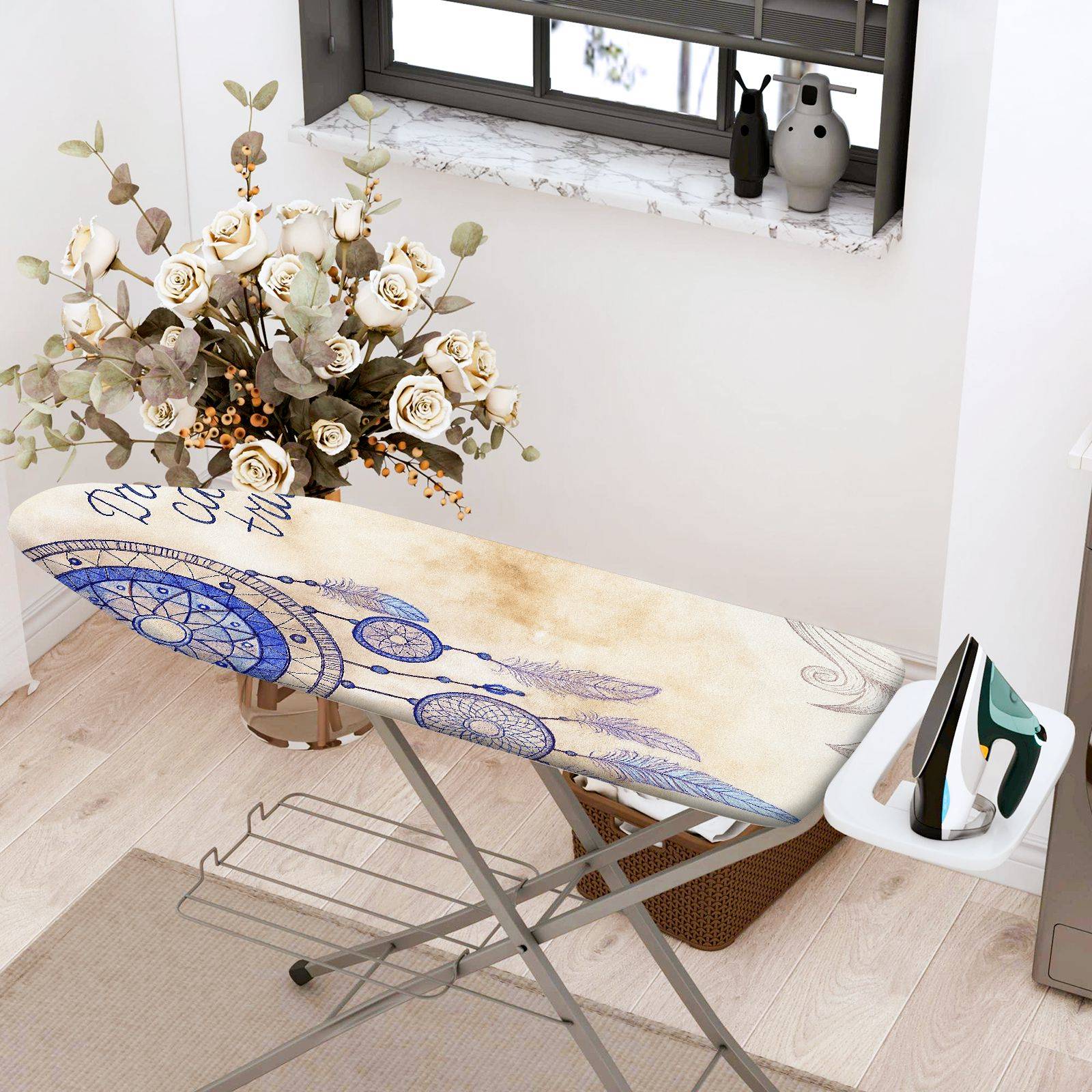 1-Piece Feather Dreamcatcher Beige  Ironing Board Cover, Universal Size, Without Board