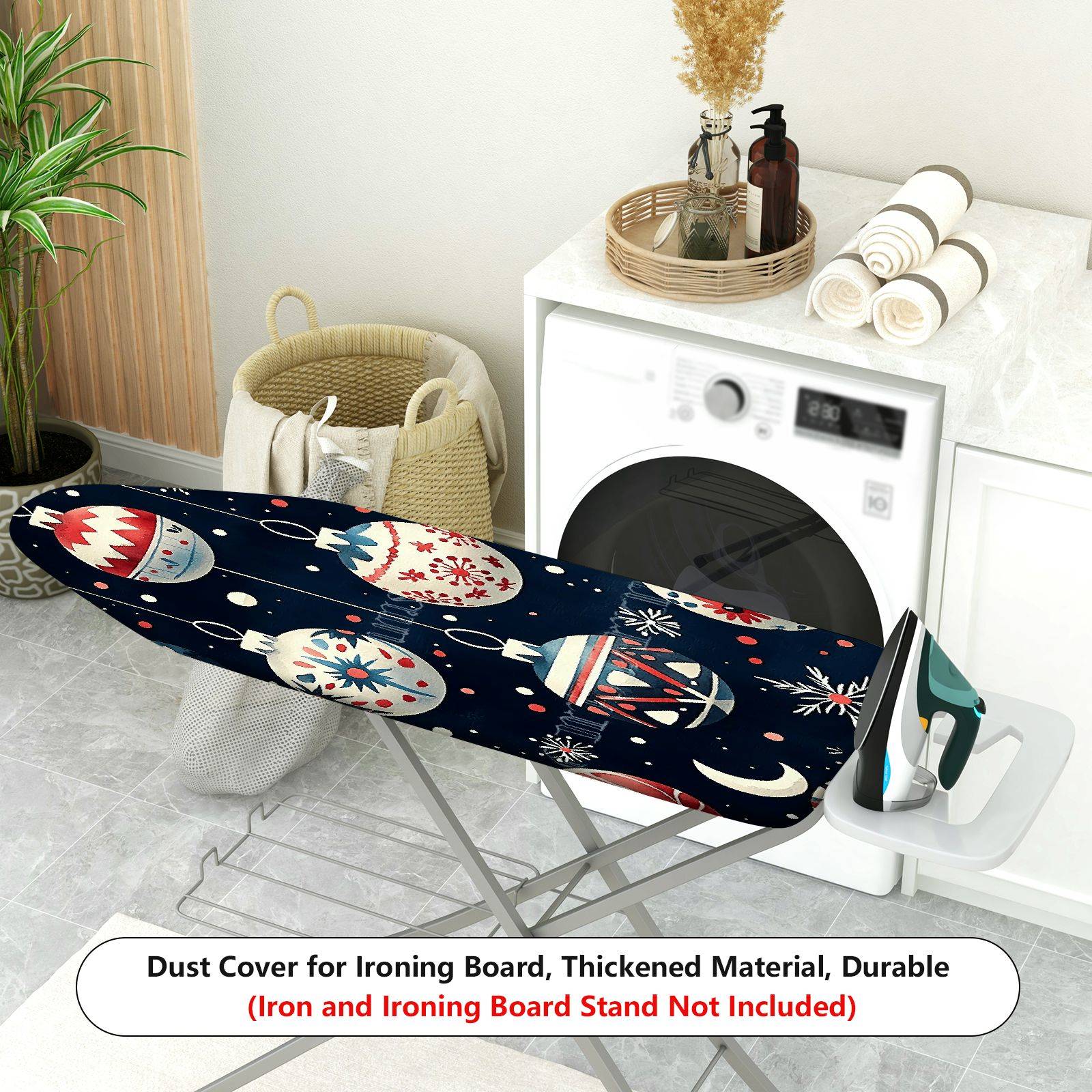 1-Piece Christmas Ornament Ball Snowflake  Ironing Board Cover, Universal Size, Without Board