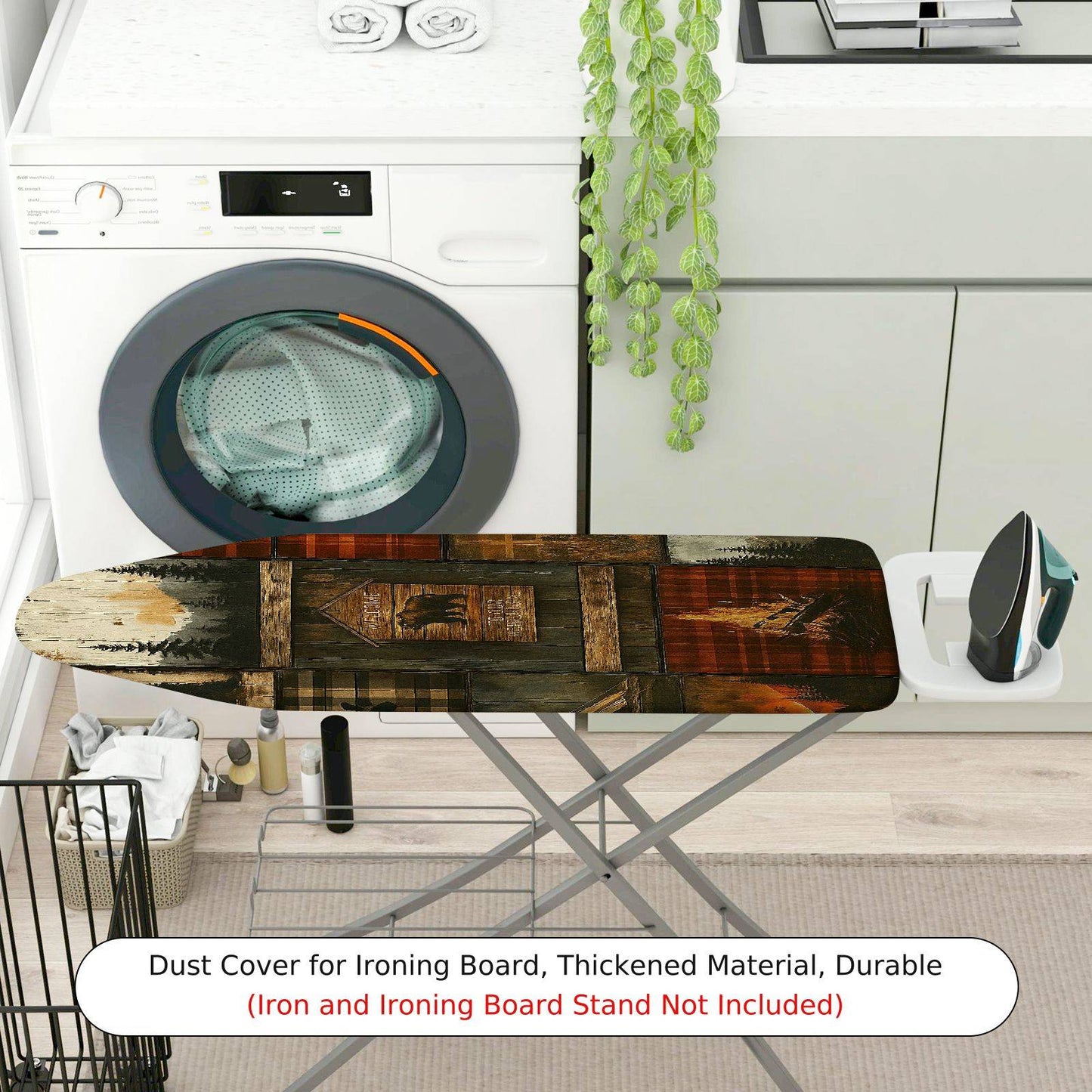 1-Piece Plaid Cabin Wood  Ironing Board Cover, Universal Size, Without Board