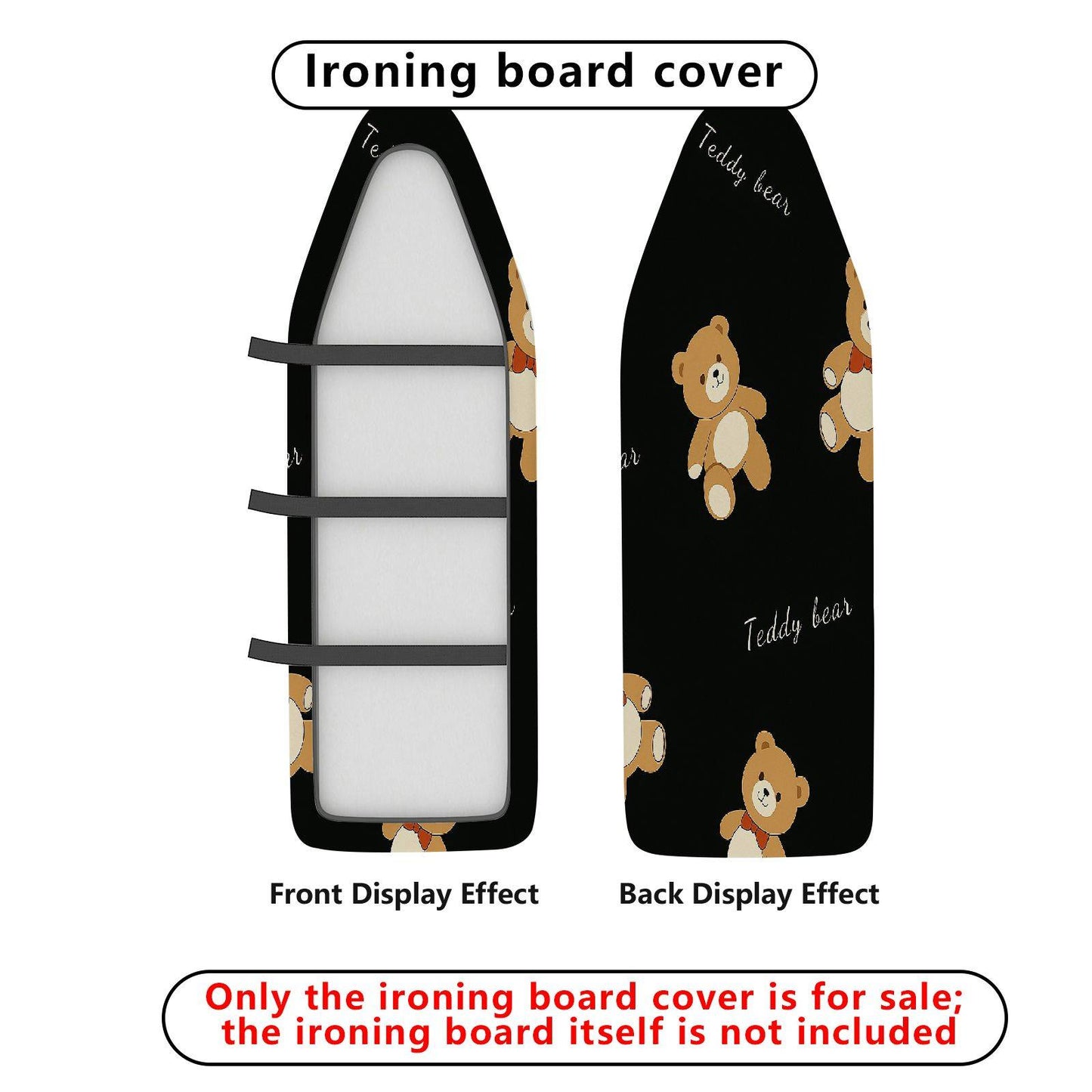 1-Piece Teddy Bear Black Cute  Ironing Board Cover, Universal Size, Without Board