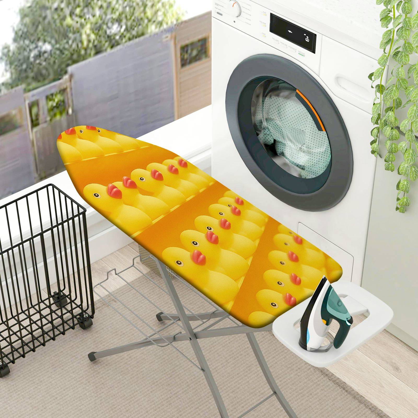 1-Piece Yellow Duck Fun Vibrant  Ironing Board Cover, Universal Size, Without Board