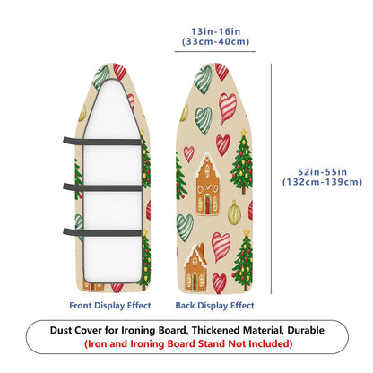 1-Piece Christmas Tree Gingerbread Red Heart  Ironing Board Cover, Universal Size, Without Board