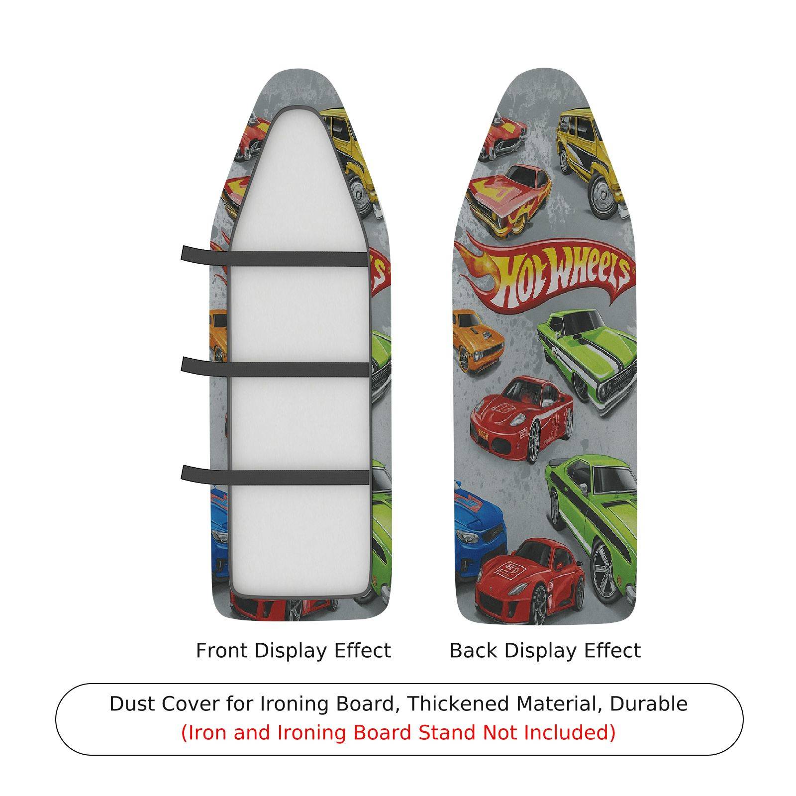 1-Piece Race Cars Colorful Fun  Ironing Board Cover, Universal Size, Without Board