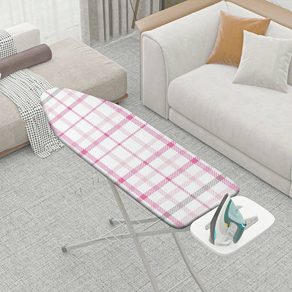 1-Piece Plaid Pink White Stylish  Ironing Board Cover, Universal Size, Without Board