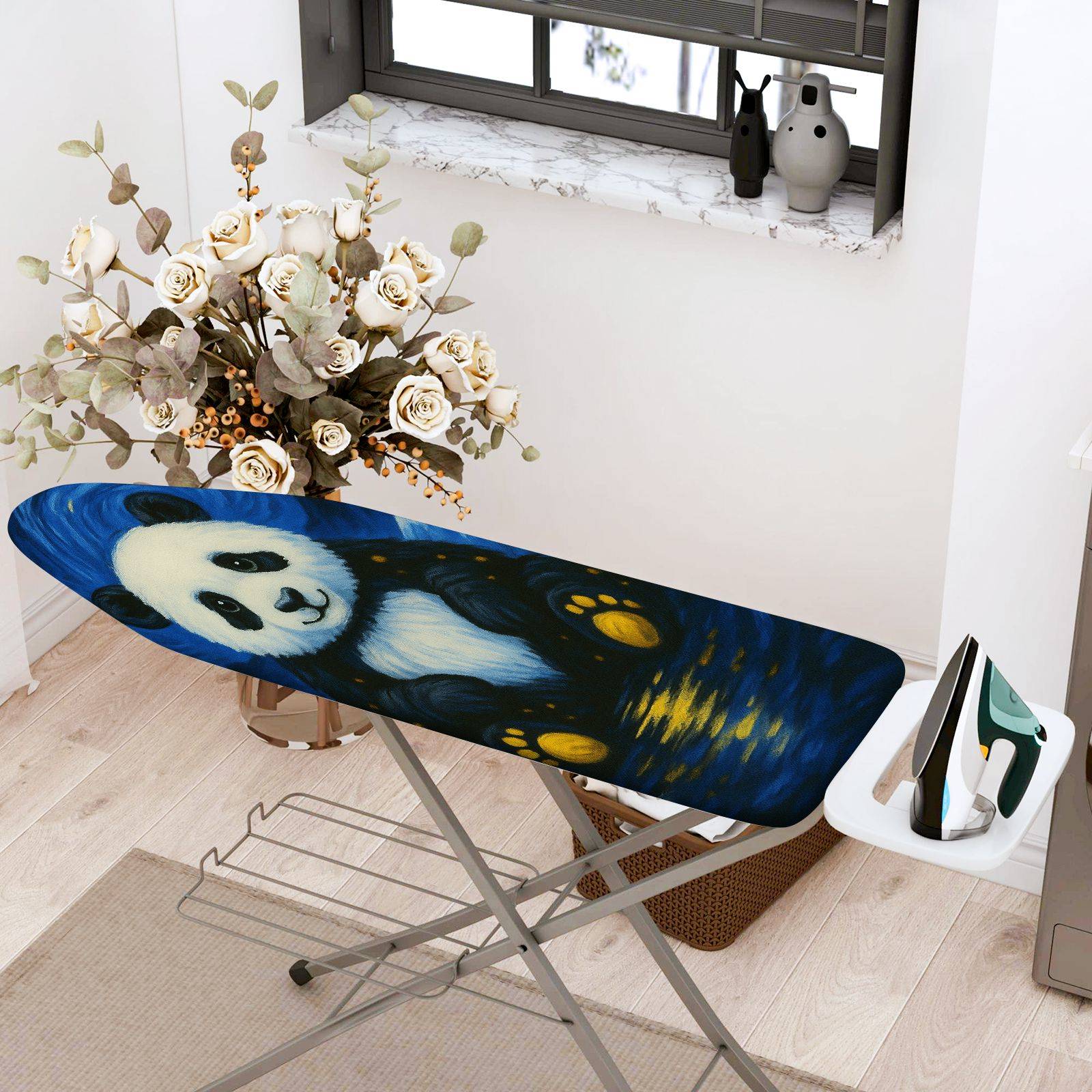 1-Piece Panda Starry Night Fun  Ironing Board Cover, Universal Size, Without Board