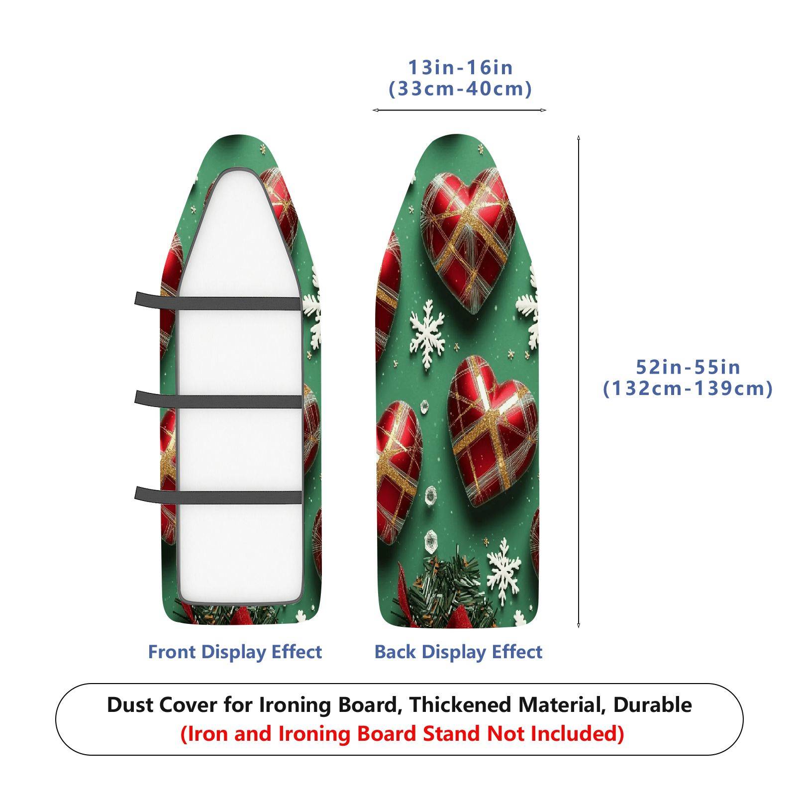 1-Piece Heart Snowflake Christmas  Ironing Board Cover, Universal Size, Without Board