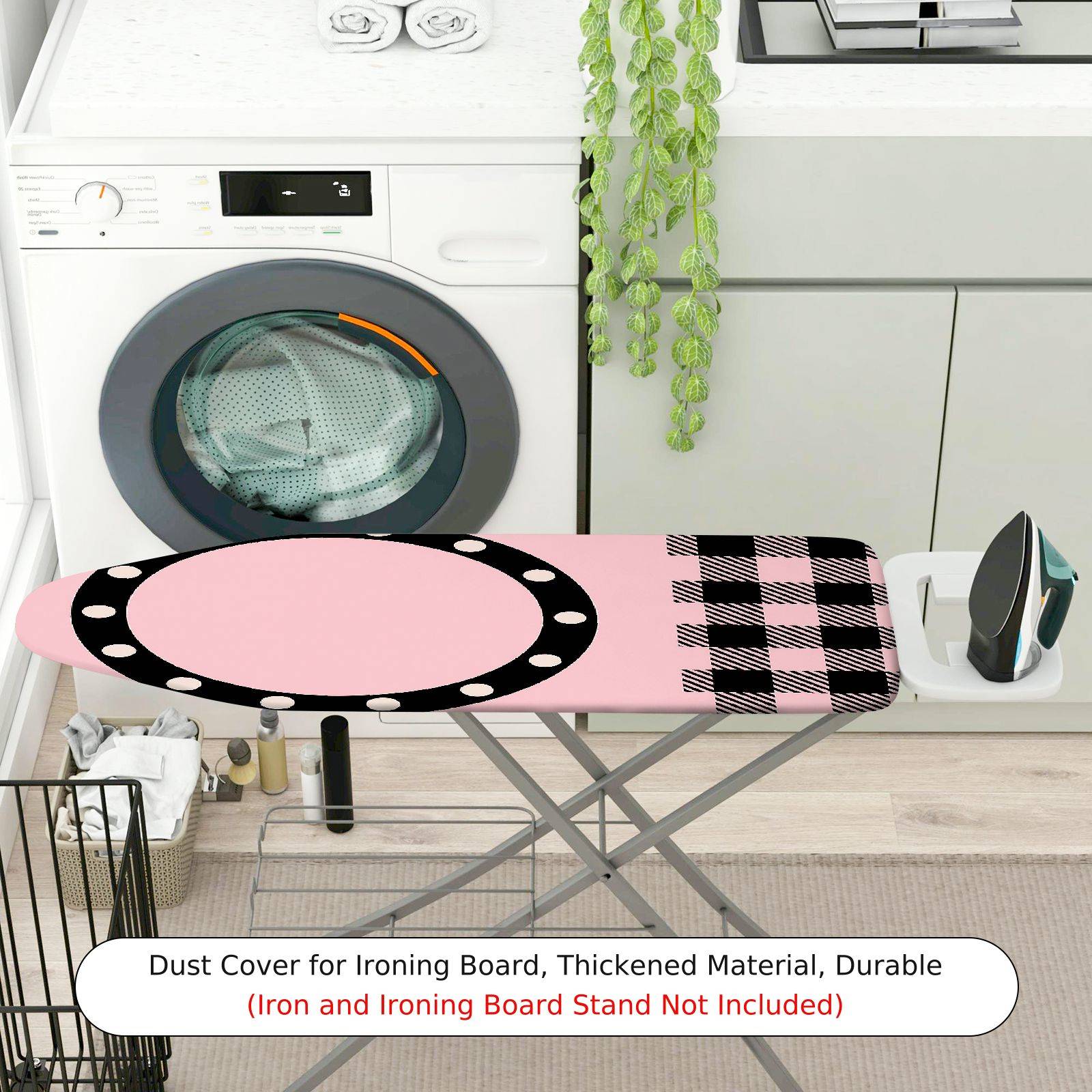 1-Piece Pink Plaid Polka Dot  Ironing Board Cover, Universal Size, Without Board
