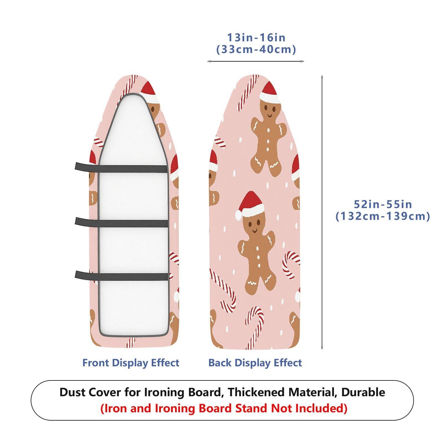 1-Piece Christmas Gingerbread Candy Cane  Ironing Board Cover, Universal Size, Without Board