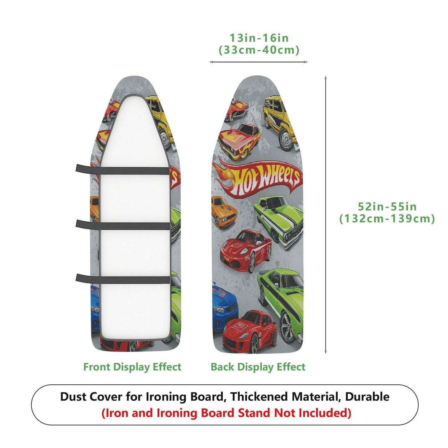 1-Piece Race Cars Colorful Fun  Ironing Board Cover, Universal Size, Without Board