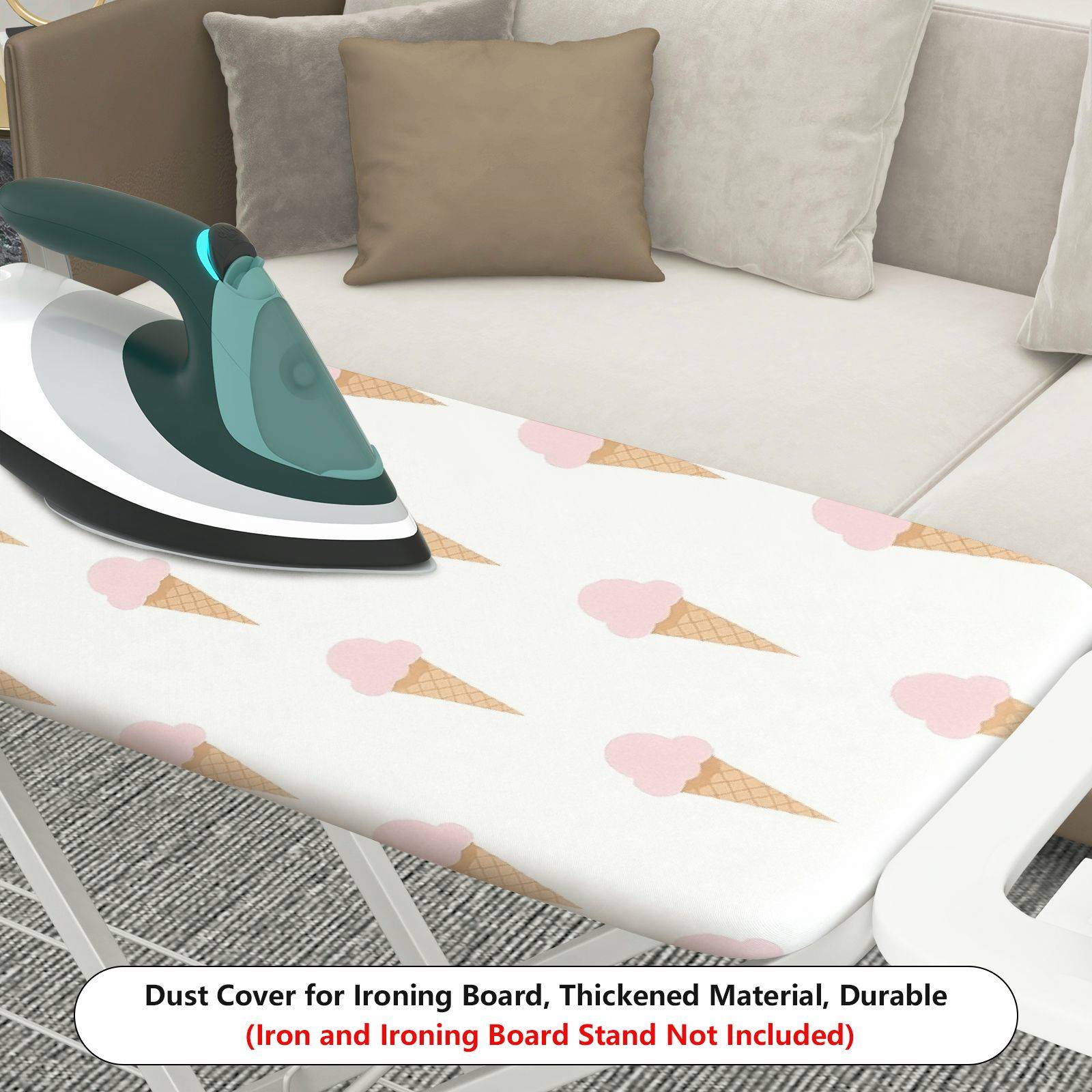 1-Piece Ice Cream Pattern Cute Pastel  Ironing Board Cover, Universal Size, Without Board