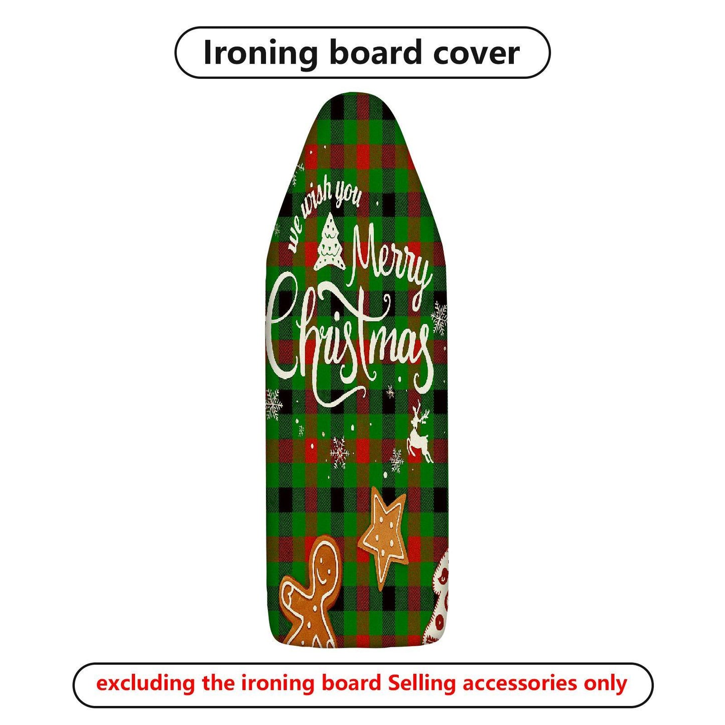 1-Piece Christmas Red Green Plaid  Ironing Board Cover, Universal Size, Without Board