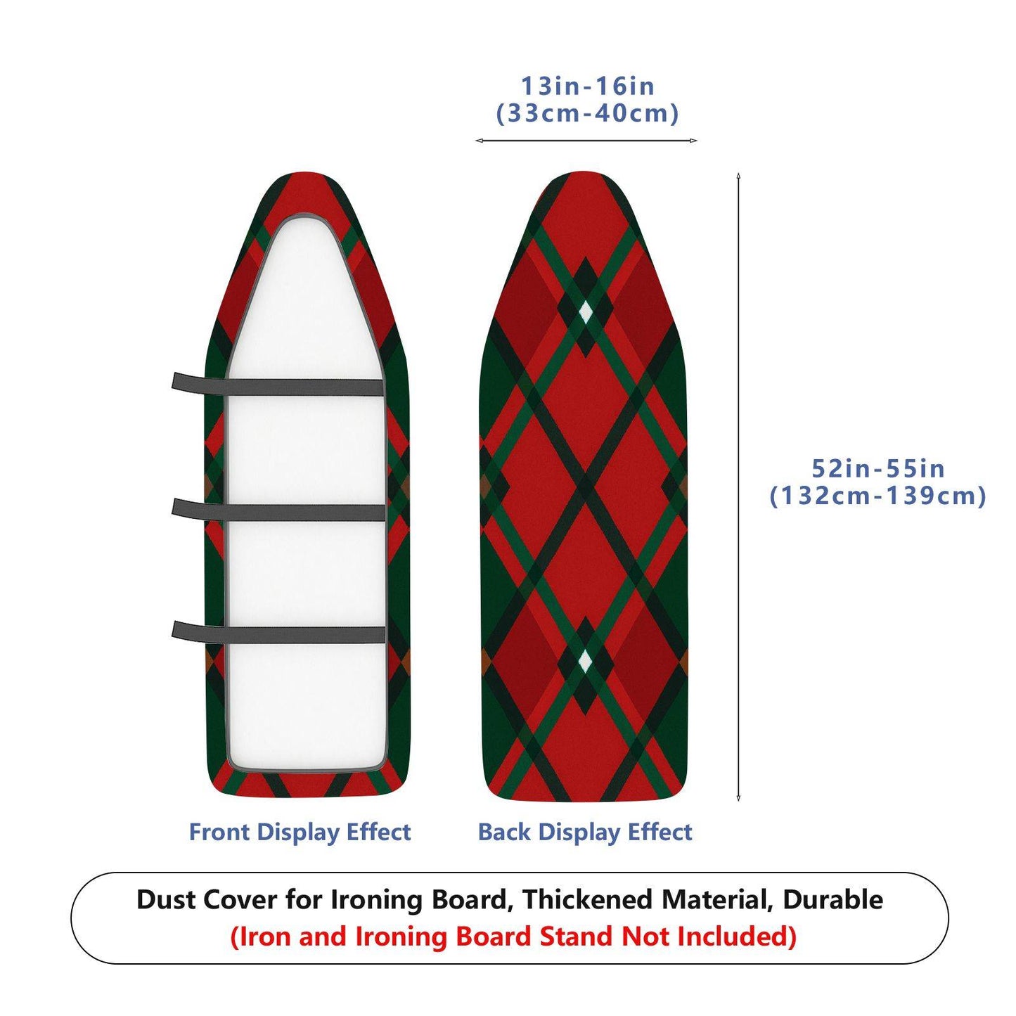 1-Piece Red Green Plaid Pattern Christmas  Ironing Board Cover, Universal Size, Without Board