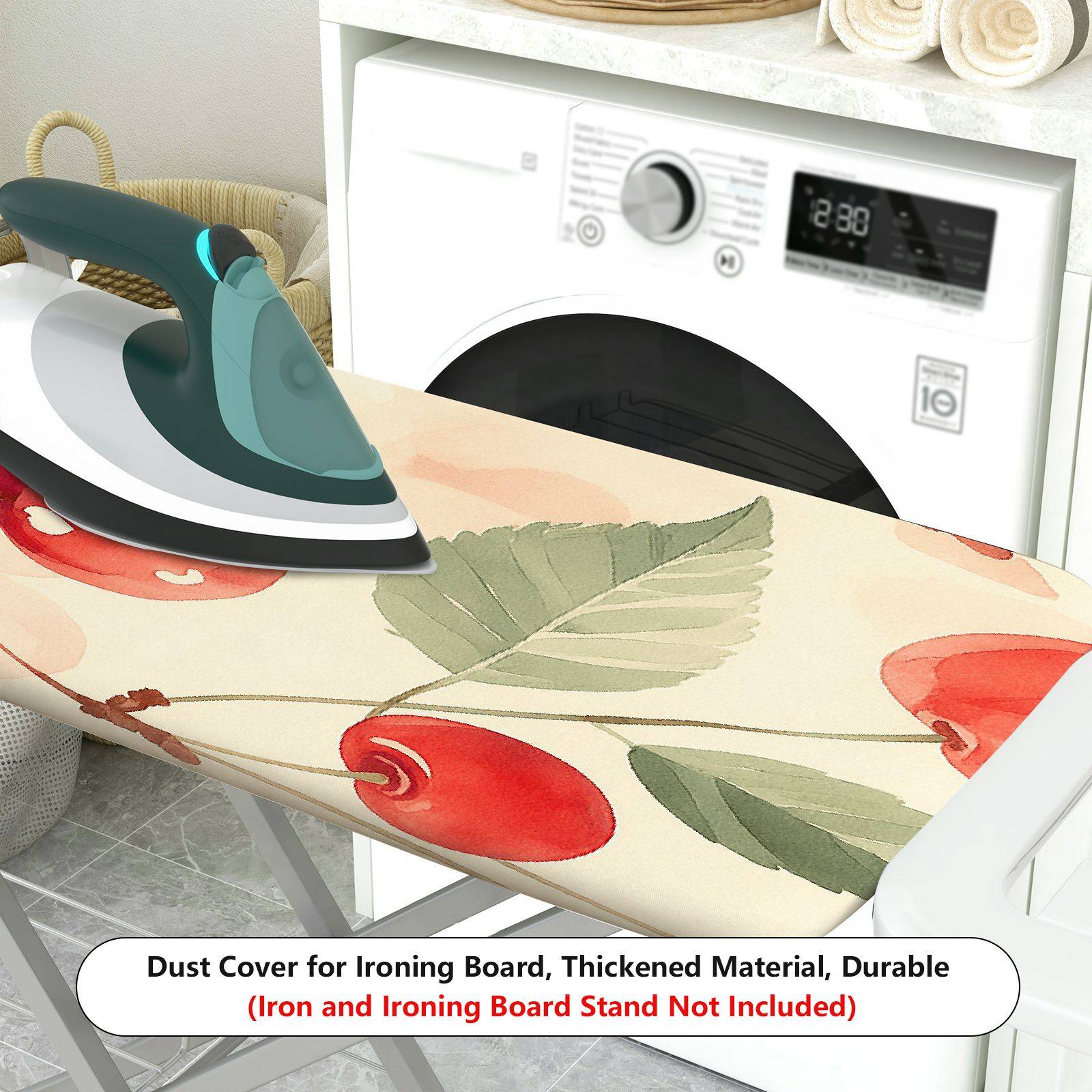 1-Piece Cherry Fruit Leaf  Ironing Board Cover, Universal Size, Without Board