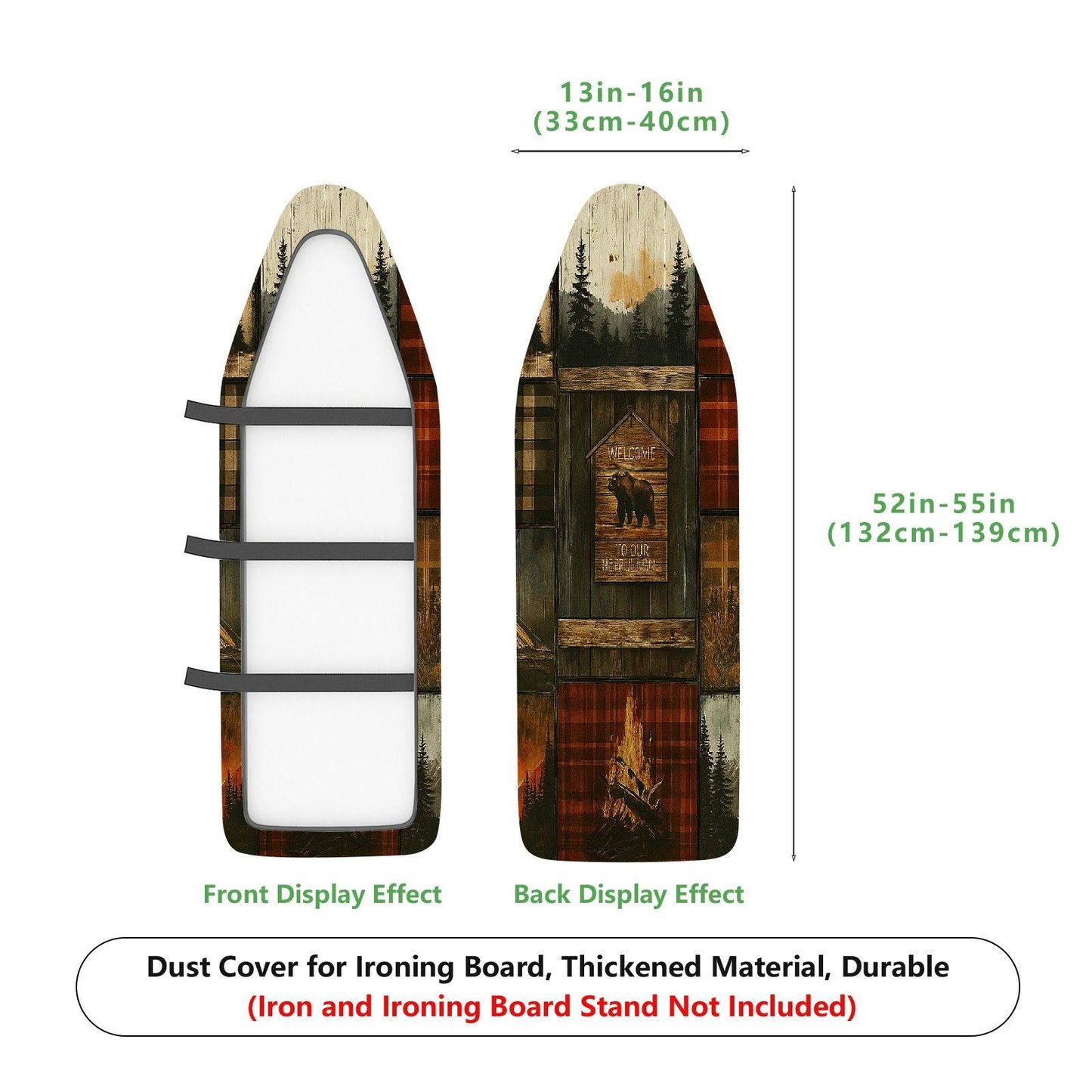1-Piece Plaid Cabin Wood  Ironing Board Cover, Universal Size, Without Board