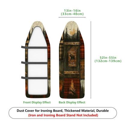 1-Piece Plaid Cabin Wood  Ironing Board Cover, Universal Size, Without Board