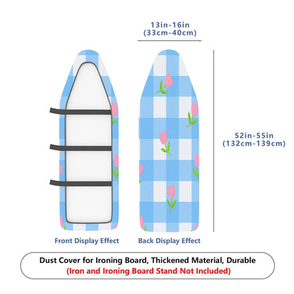 1-Piece Blue Plaid Pink Floral  Ironing Board Cover, Universal Size, Without Board