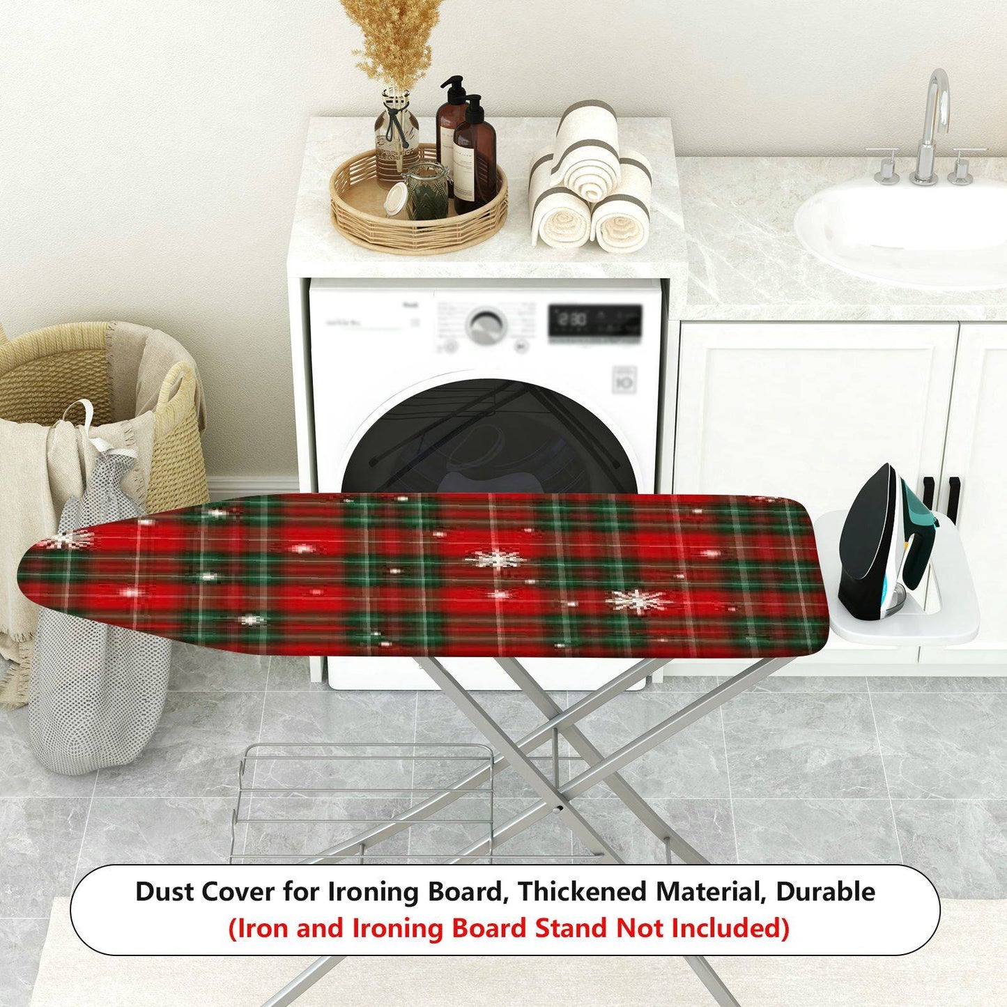 1-Piece Snowflake Plaid Red  Ironing Board Cover, Universal Size, Without Board