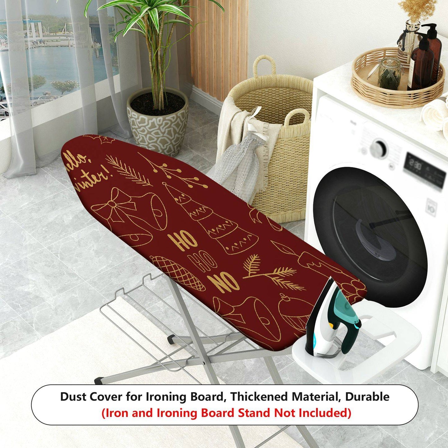 1-Piece Christmas Winter Bell  Ironing Board Cover, Universal Size, Without Board
