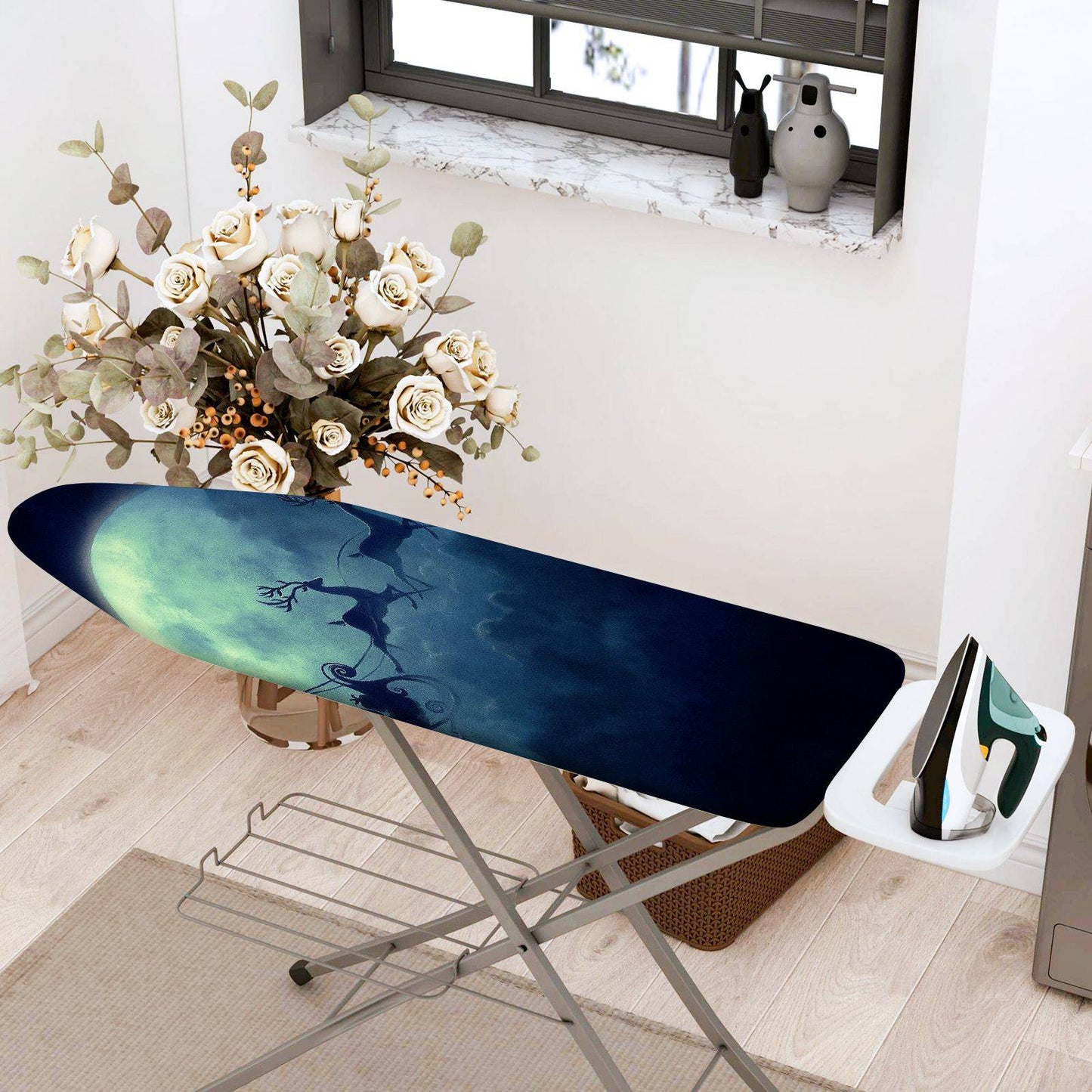 1-Piece Moonlight Reindeer Christmas  Ironing Board Cover, Universal Size, Without Board