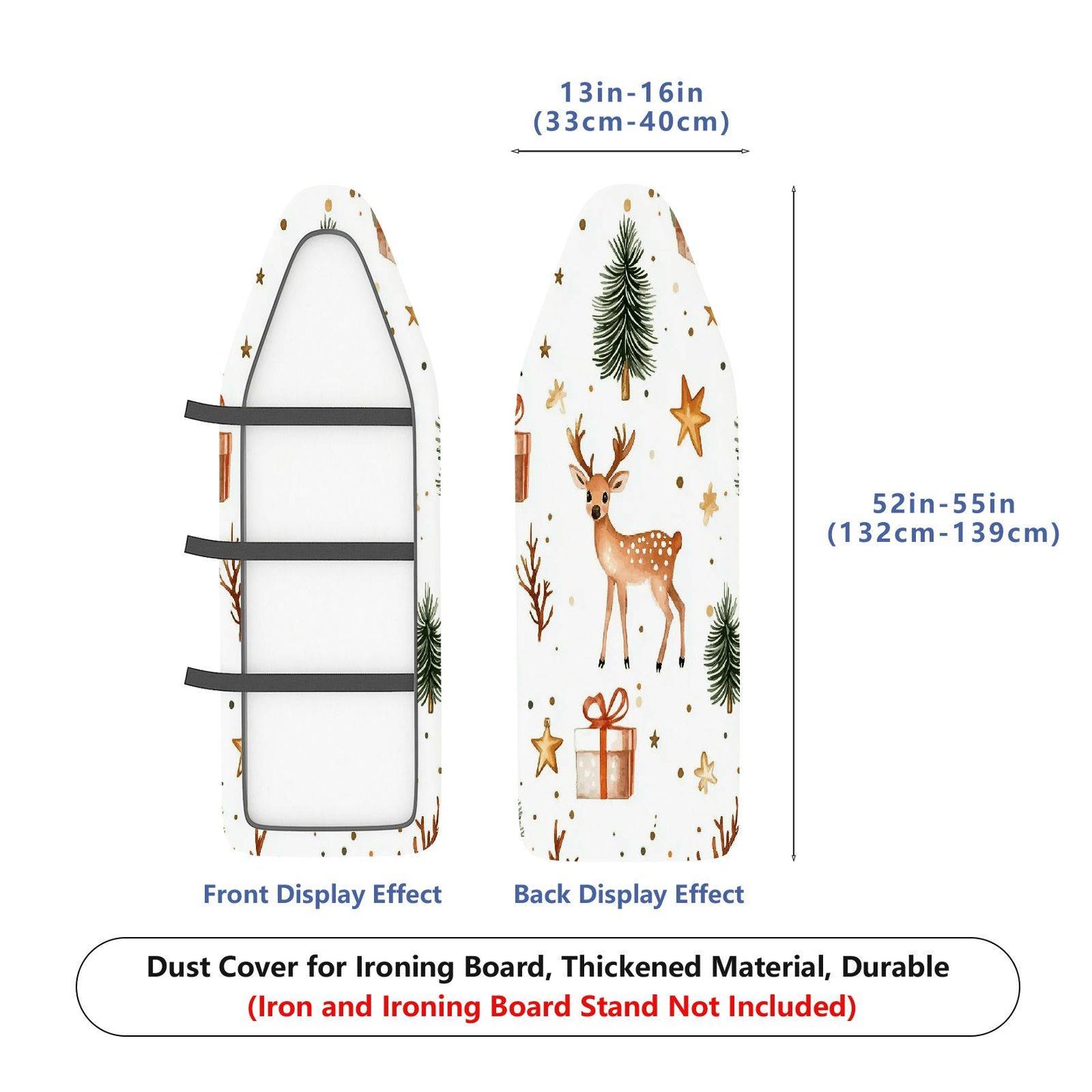 1-Piece Christmas Deer Tree Gift  Ironing Board Cover, Universal Size, Without Board