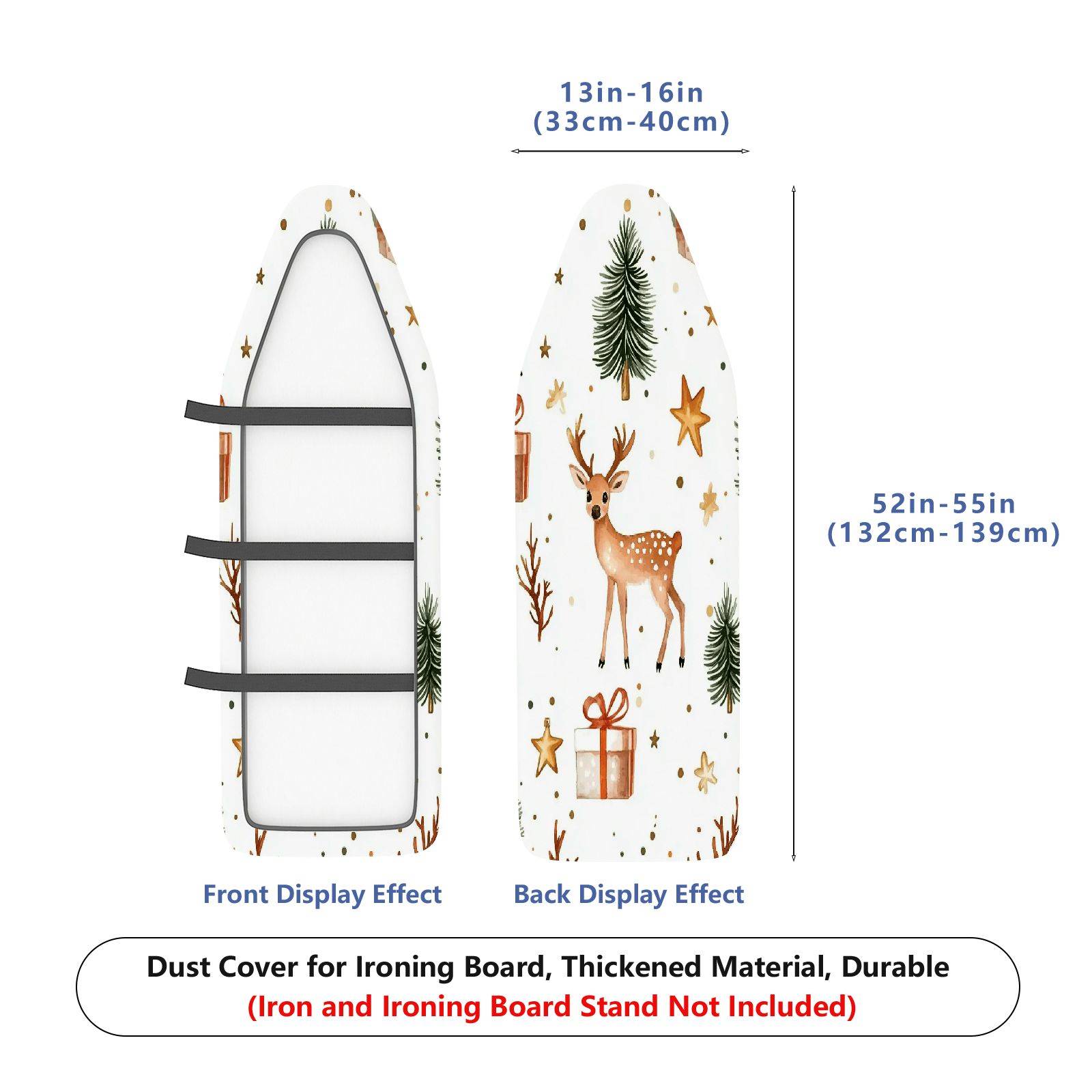 1-Piece Christmas Deer Tree Gift  Ironing Board Cover, Universal Size, Without Board