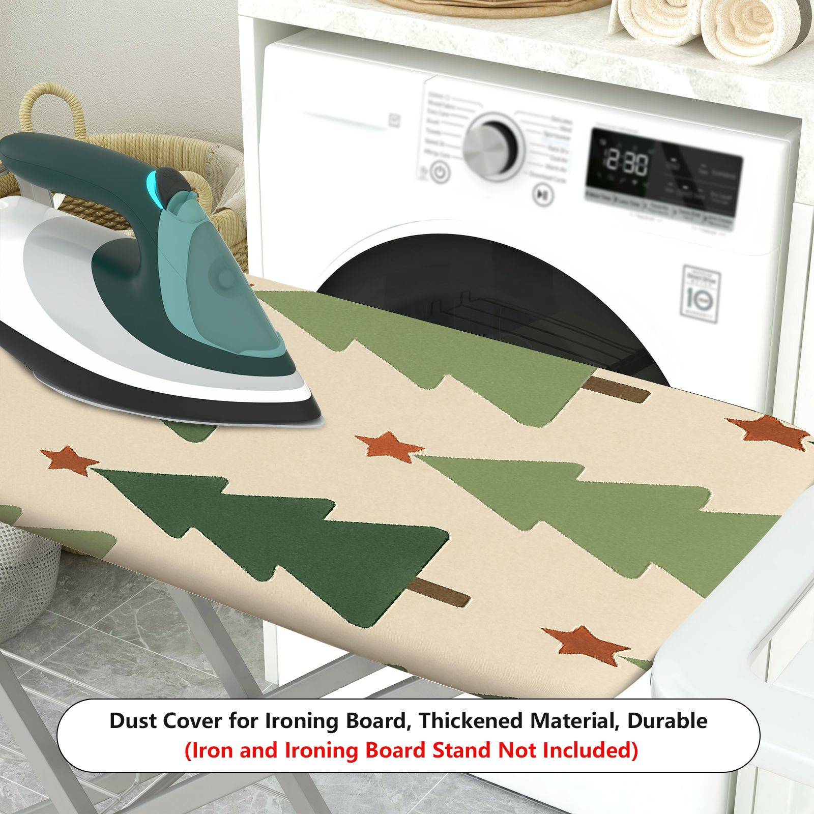1-Piece Christmas Green Tree Star  Ironing Board Cover, Universal Size, Without Board