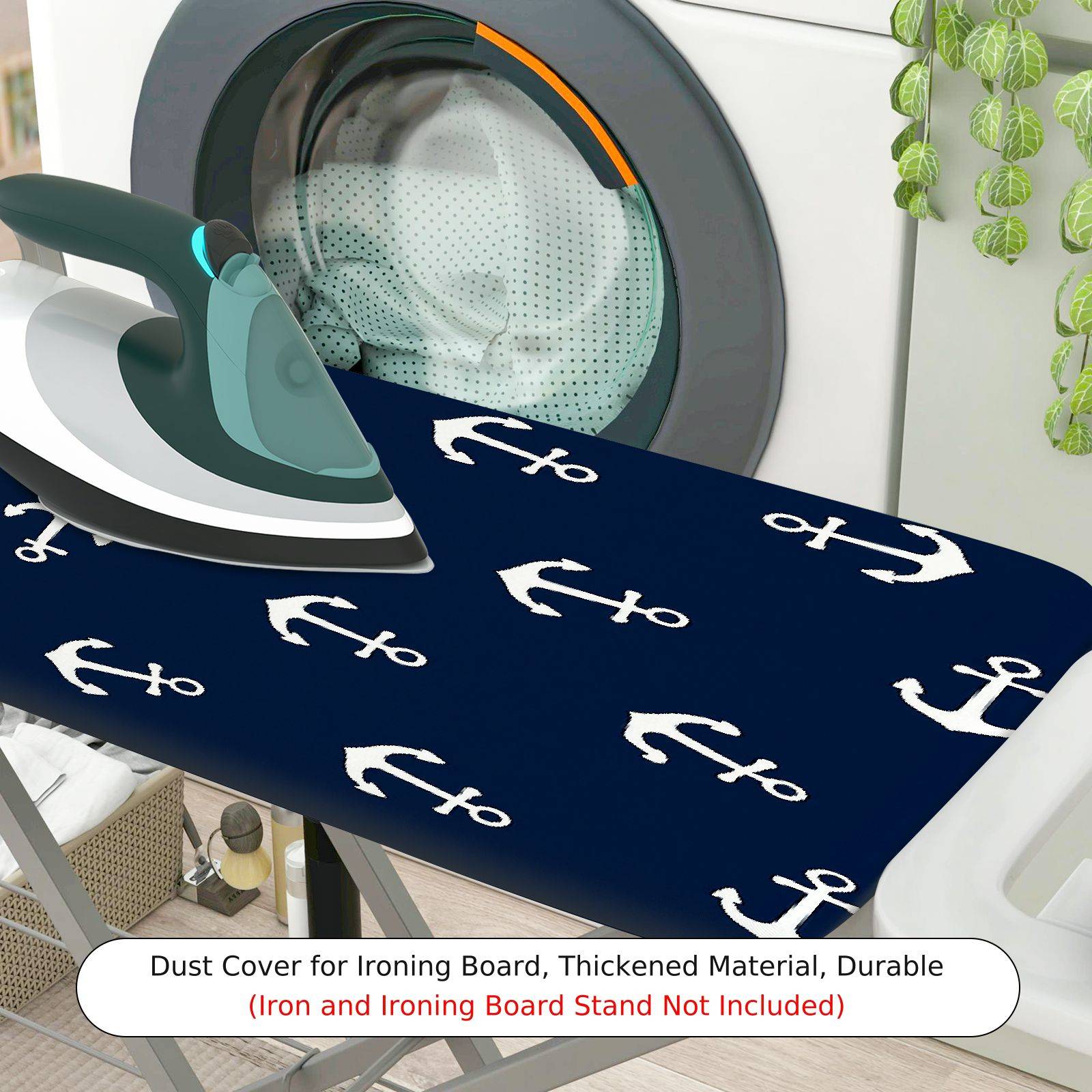 1-Piece Anchor Pattern Nautical Design Dark Blue  Ironing Board Cover, Universal Size, Without Board