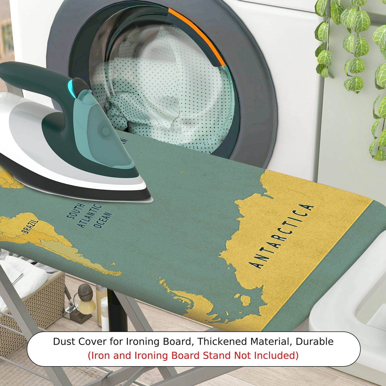 1-Piece World Map Geography Travel  Ironing Board Cover, Universal Size, Without Board