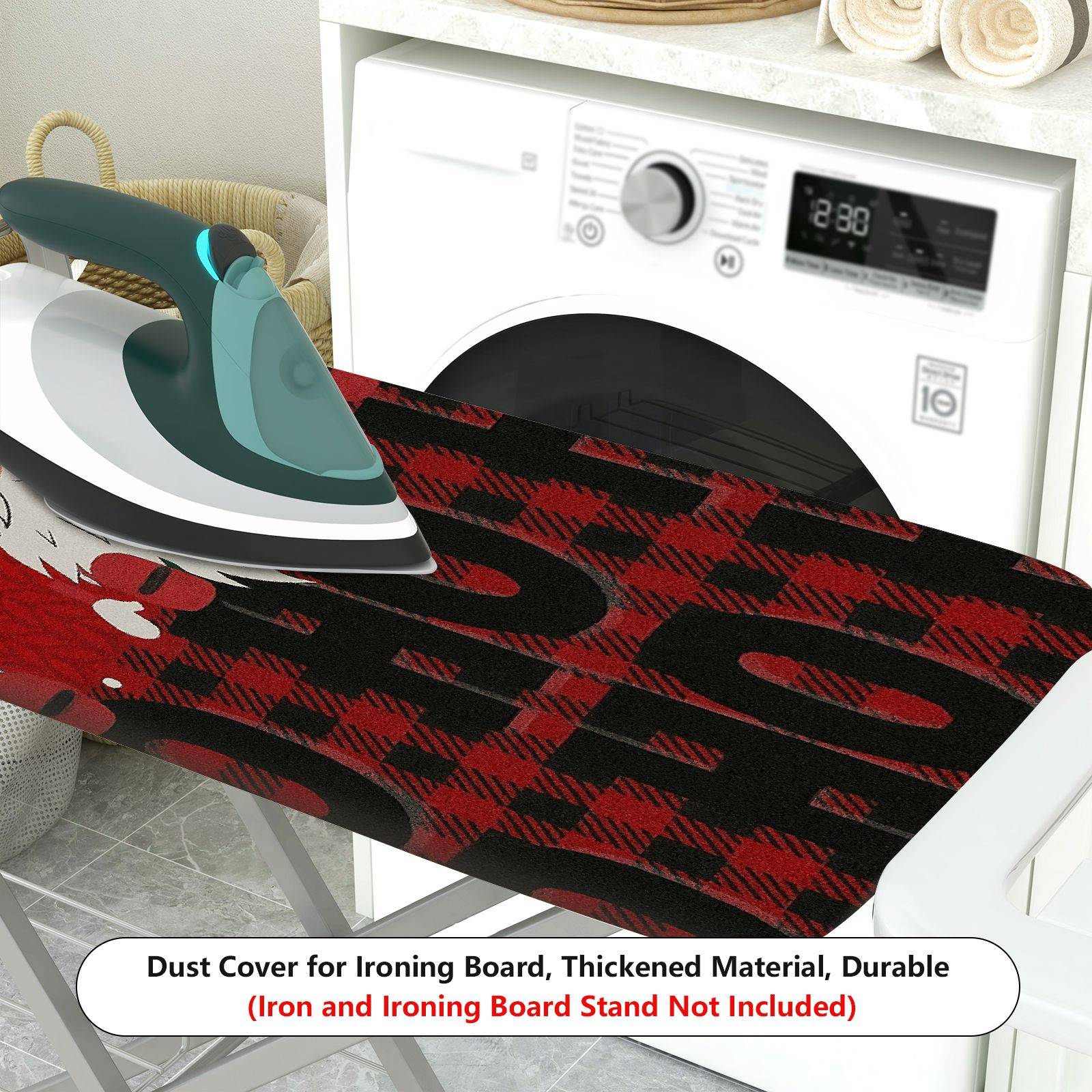 1-Piece Christmas Elf Plaid  Ironing Board Cover, Universal Size, Without Board