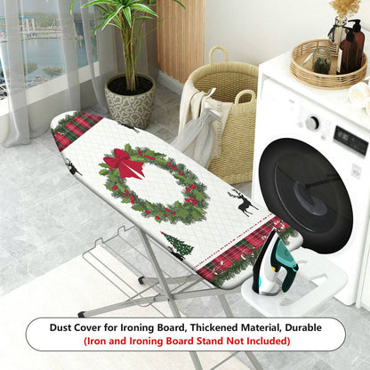 1-Piece Christmas Wreath Plaid Reindeer  Ironing Board Cover, Universal Size, Without Board