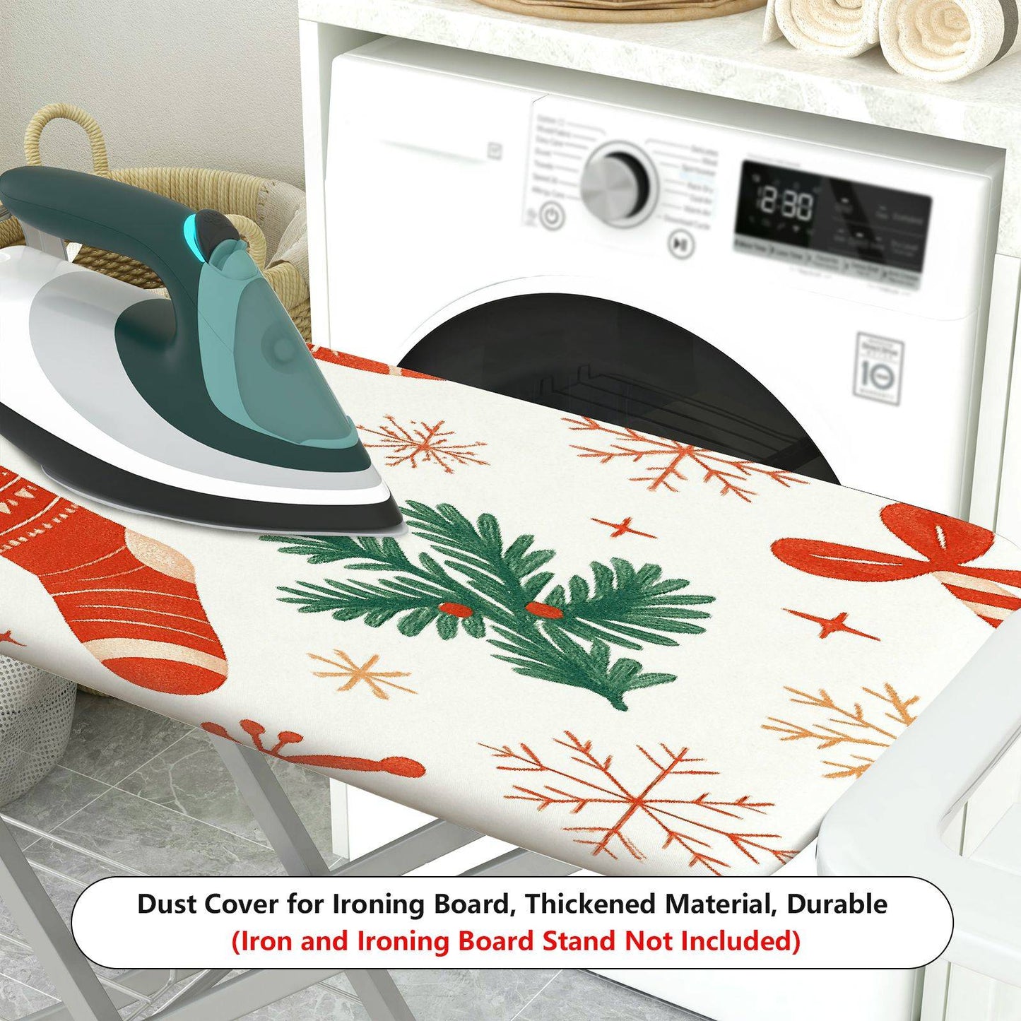 1-Piece Christmas Stocking Tree Snowflake  Ironing Board Cover, Universal Size, Without Board