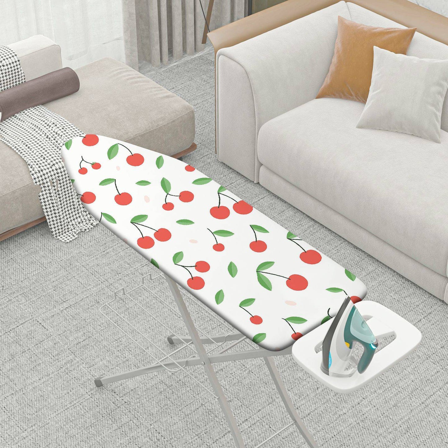 1-Piece Cherry Pattern Fruit Design Green Leaf  Ironing Board Cover, Universal Size, Without Board