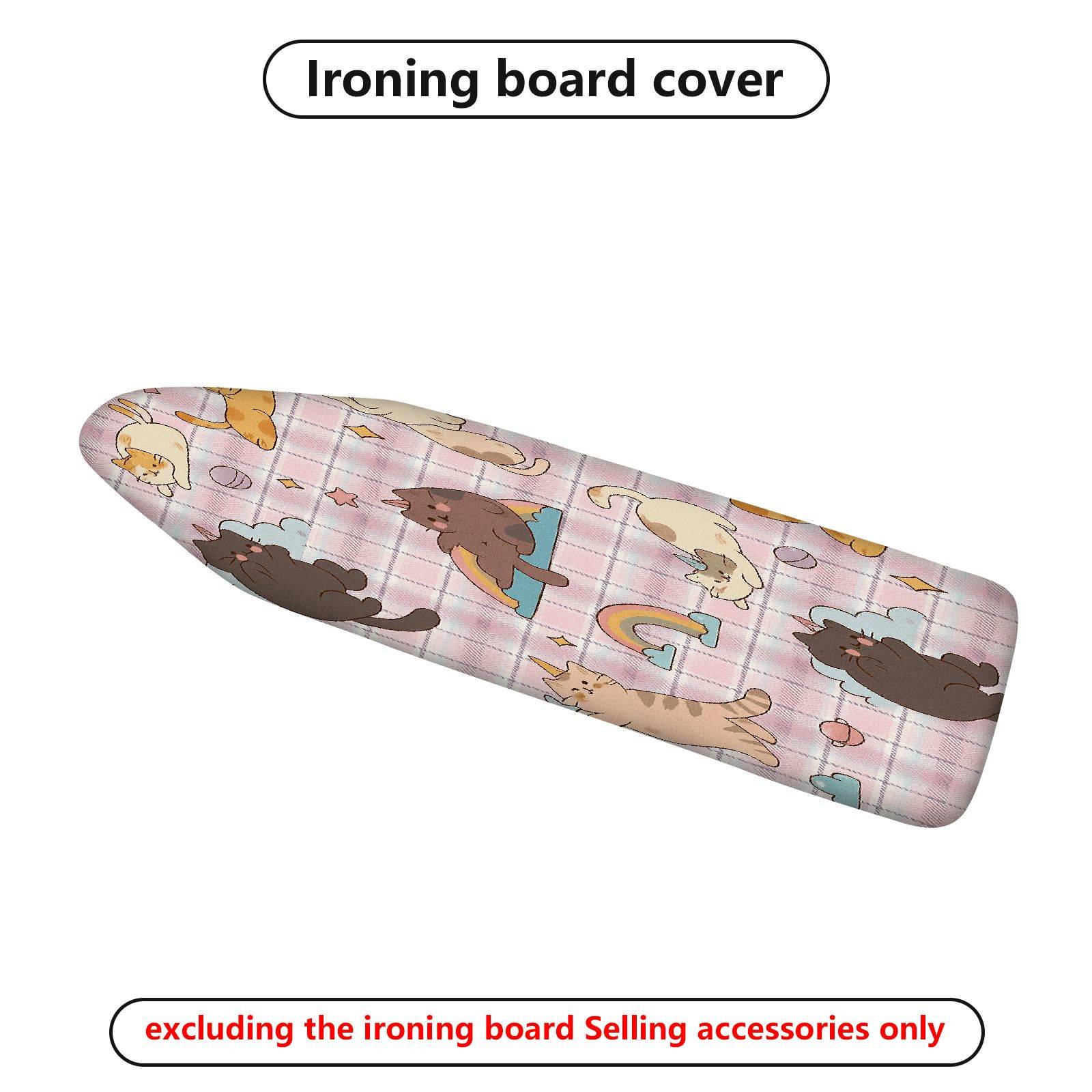 1-Piece Cat Rainbow Plaid  Ironing Board Cover, Universal Size, Without Board