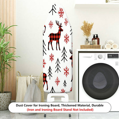1-Piece Red Plaid Deer Snowflake Christmas  Ironing Board Cover, Universal Size, Without Board