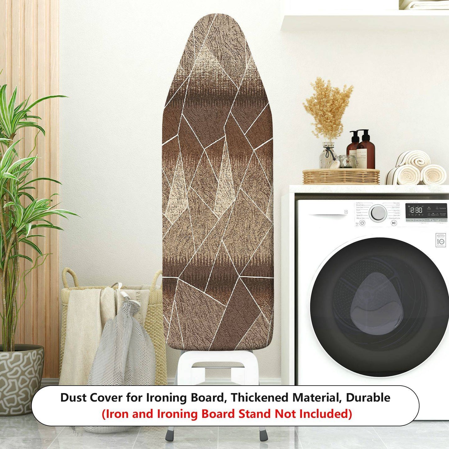 1-Piece Abstract Brown Geometric Pattern  Ironing Board Cover, Universal Size, Without Board