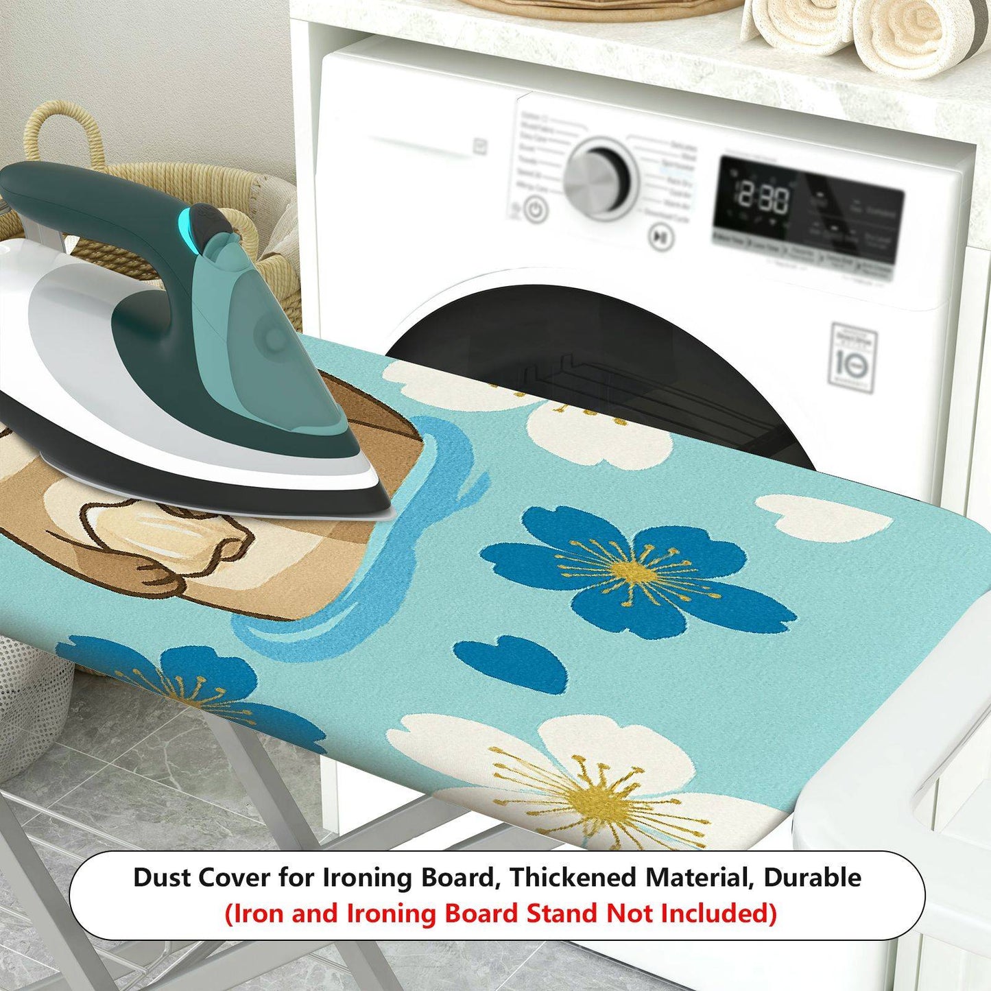 1-Piece Cute Otter Flower Pattern Blue  Ironing Board Cover, Universal Size, Without Board