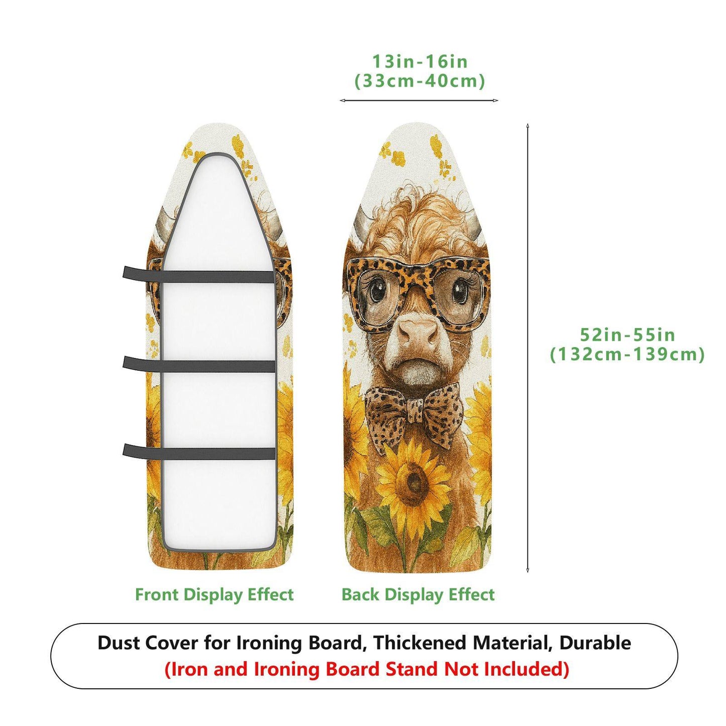 1-Piece Alpaca Sunflower Leopard  Ironing Board Cover, Universal Size, Without Board