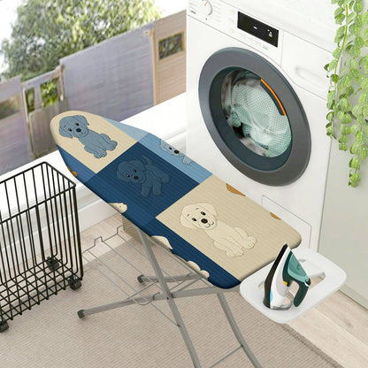 1-Piece Dogs Blue Beige Horizontal  Ironing Board Cover, Universal Size, Without Board