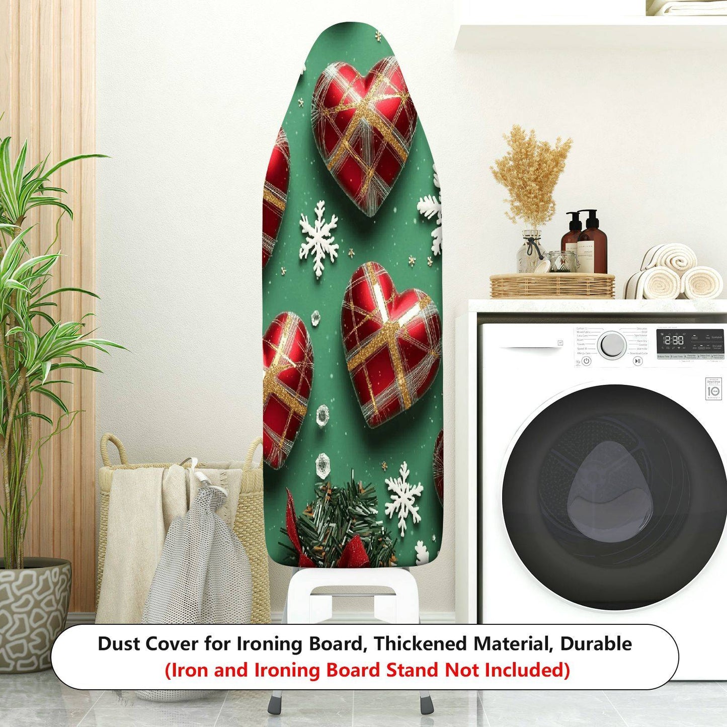 1-Piece Heart Snowflake Christmas  Ironing Board Cover, Universal Size, Without Board