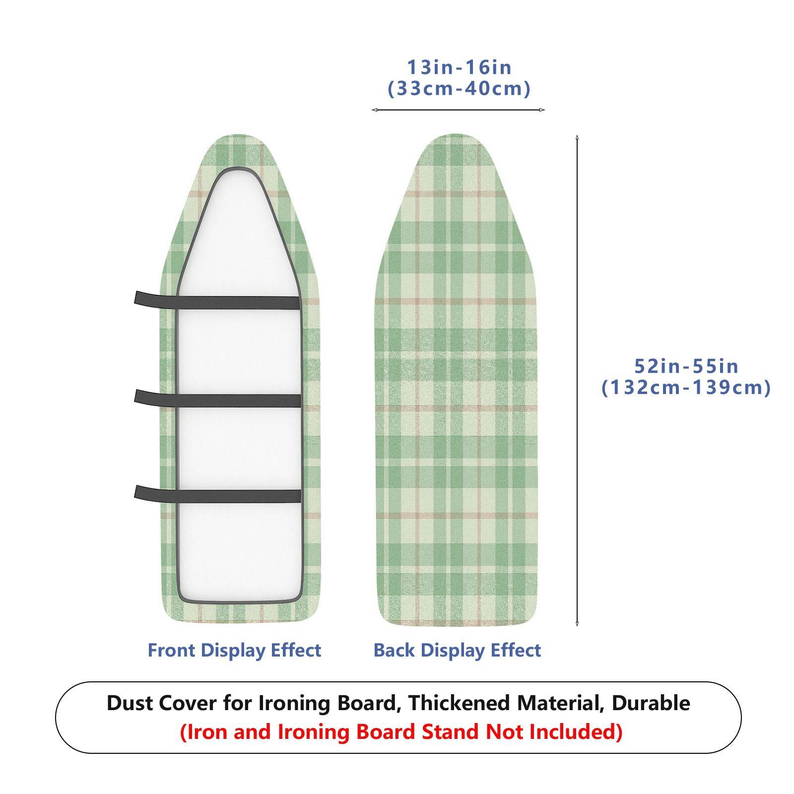 1-Piece Plaid Green Beige  Ironing Board Cover, Universal Size, Without Board