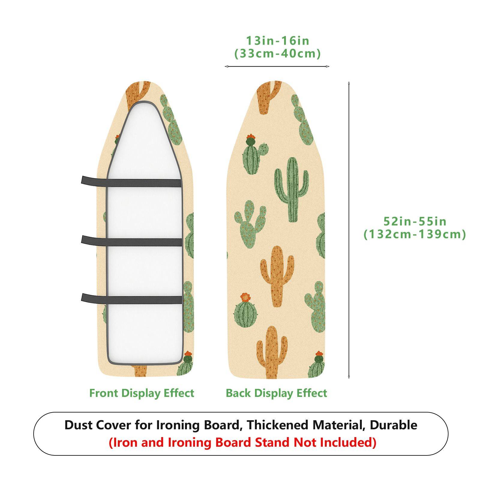 1-Piece Cactus Pattern Green Beige  Ironing Board Cover, Universal Size, Without Board
