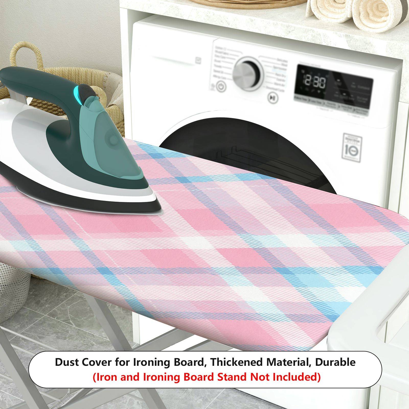1-Piece Pink Plaid Geometric Pattern  Ironing Board Cover, Universal Size, Without Board