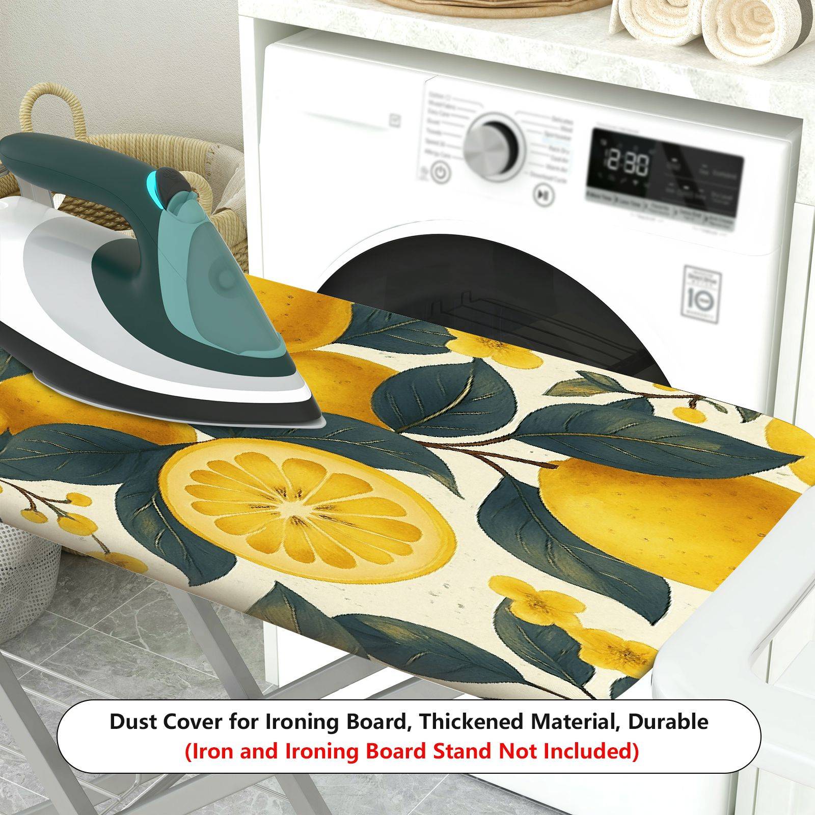 1-Piece Lemon Fruit Floral Yellow  Ironing Board Cover, Universal Size, Without Board