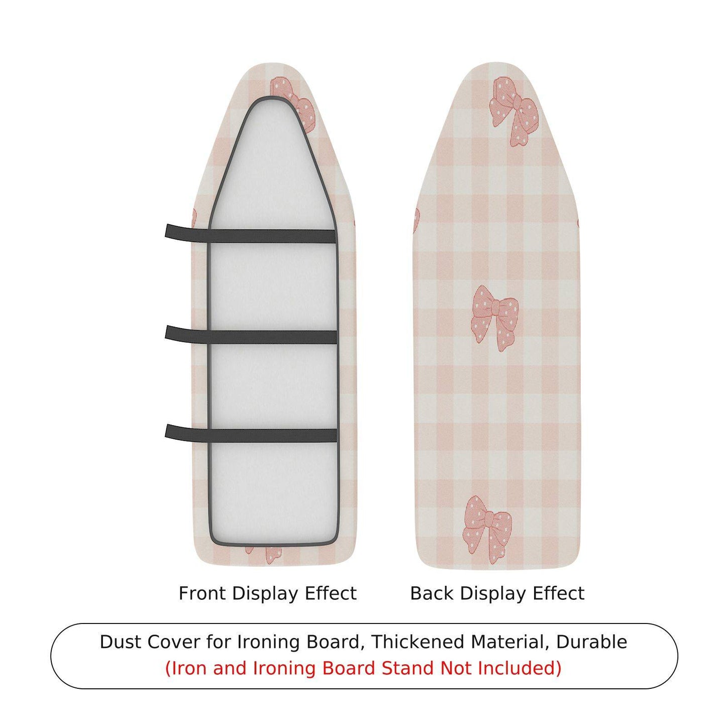 1-Piece Plaid Pink Bow  Ironing Board Cover, Universal Size, Without Board