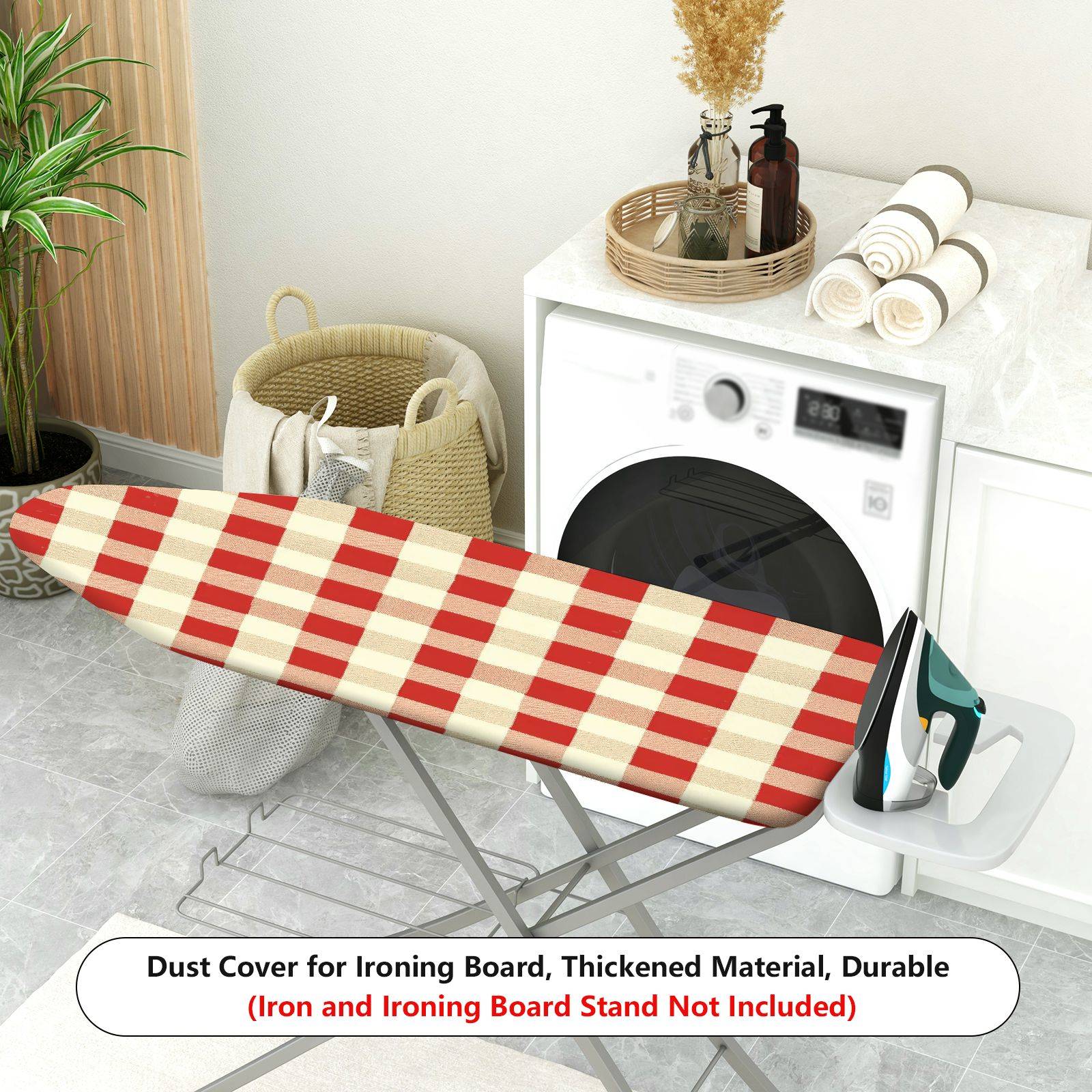 1-Piece Red Plaid Checkered Pattern  Ironing Board Cover, Universal Size, Without Board
