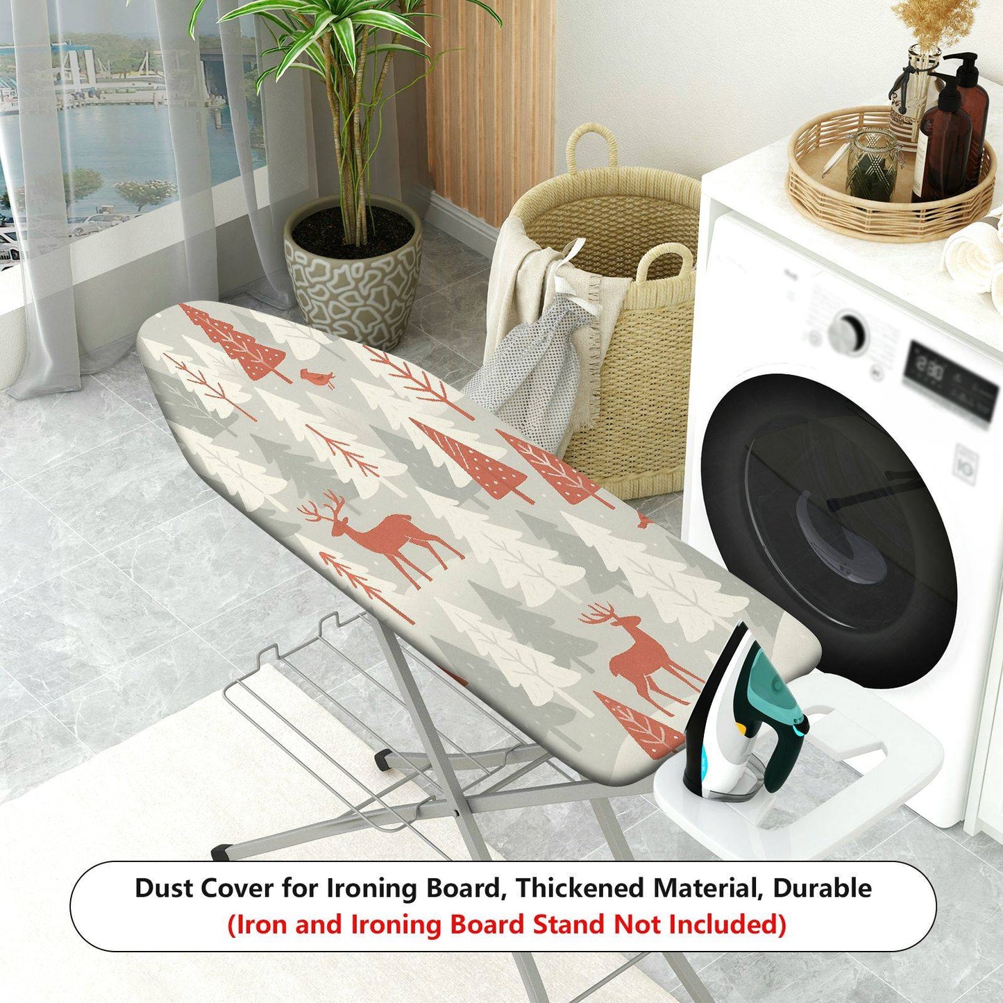 1-Piece Nordic Reindeer Christmas Forest  Ironing Board Cover, Universal Size, Without Board